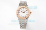 Swiss Audemars Piguet Royal Oak Ladies 34mm Replica Watch White Dial 2-Tone Rose Gold Bracelet